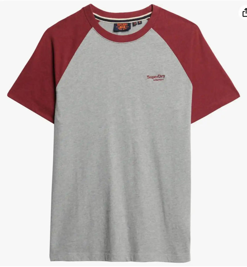 Superdry Men’s Vintage Baseball T-Shirt Grey/Red Marl Northern