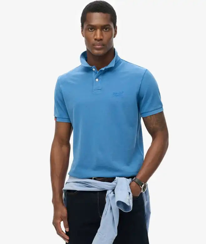 Superdry Mens Vintage Destory Polo Shirt Blue Lagoon Northern Ireland