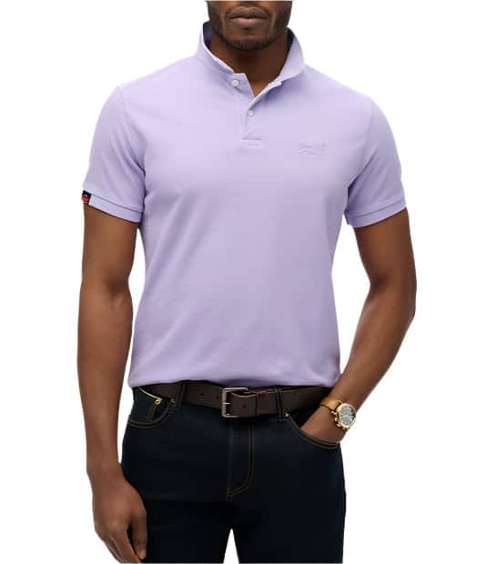 Superdr Mens Vintage Destroy Polo Light Lavender Northern Ireland