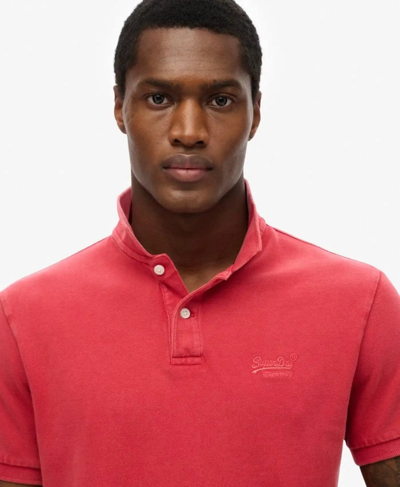 Superdry Mens Vintage Destroy Polo Shirt Cranberry Crush Red Northern