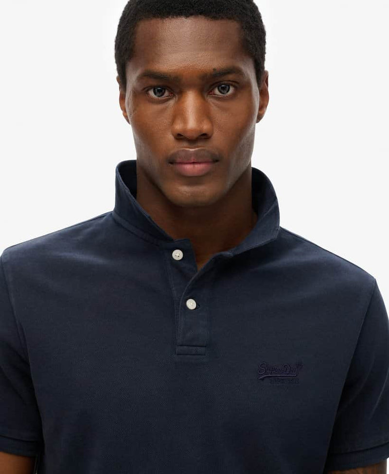 Superdry Mens Vintage Destroy Polo Shirt Eclipse Navy Northern