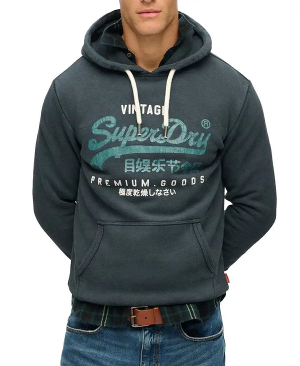 Superdry Mens Vintage Logo Duo Hoodie Jet Black Northern Ireland