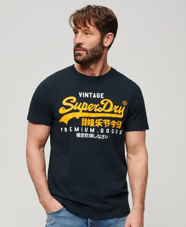 Superdry Men’s Vintage Logo Duo T-Shirt Eclipse Navy Northern