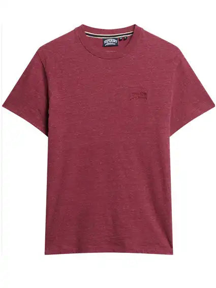 Superdry Mens Vintage Logo Embroidered T-Shirt Berry Red Marl