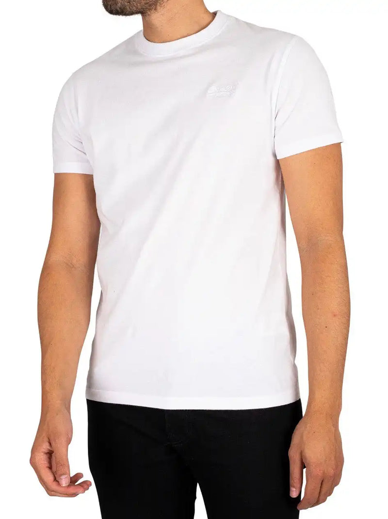 Superdry Mens Vintage Logo Embroidered T-Shirt Optic White