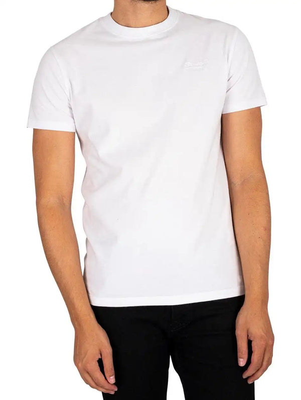 Superdry Mens Vintage Logo Embroidered T-Shirt Optic White
