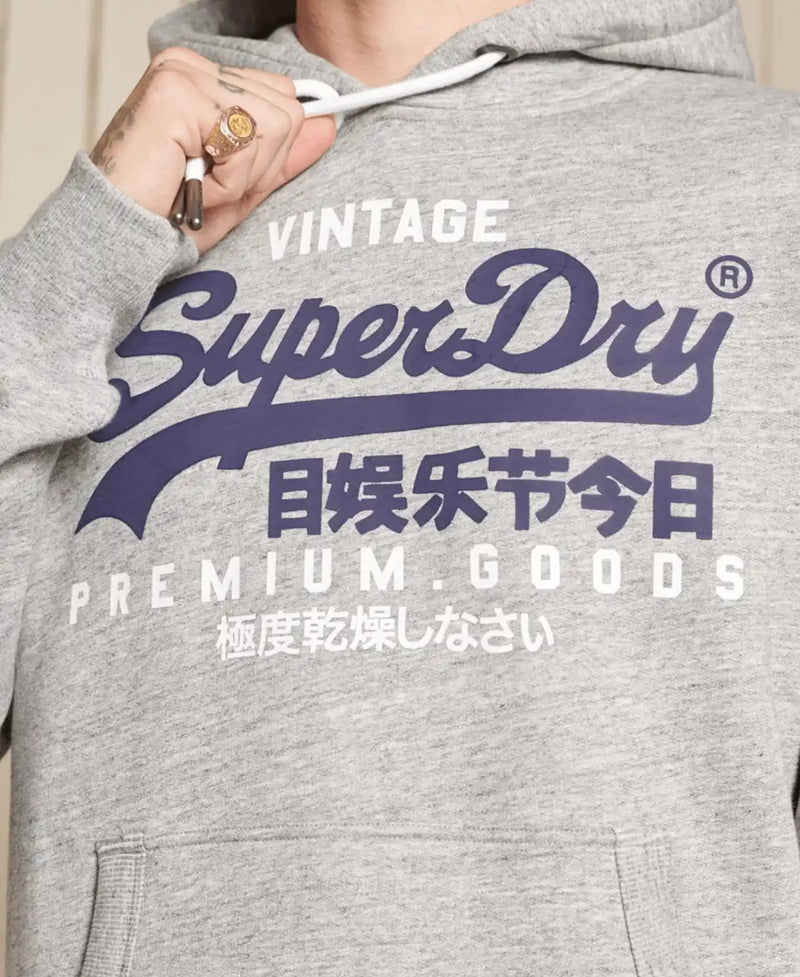 Superdry Vintage Logo NS Hoodie - Navy,Grey - Shirts & Tops