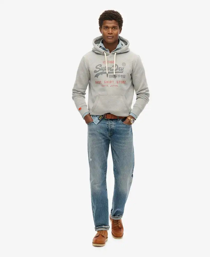 Superdry Mens VL Heritage Relaxed Hoodie College Grey Marl Northern