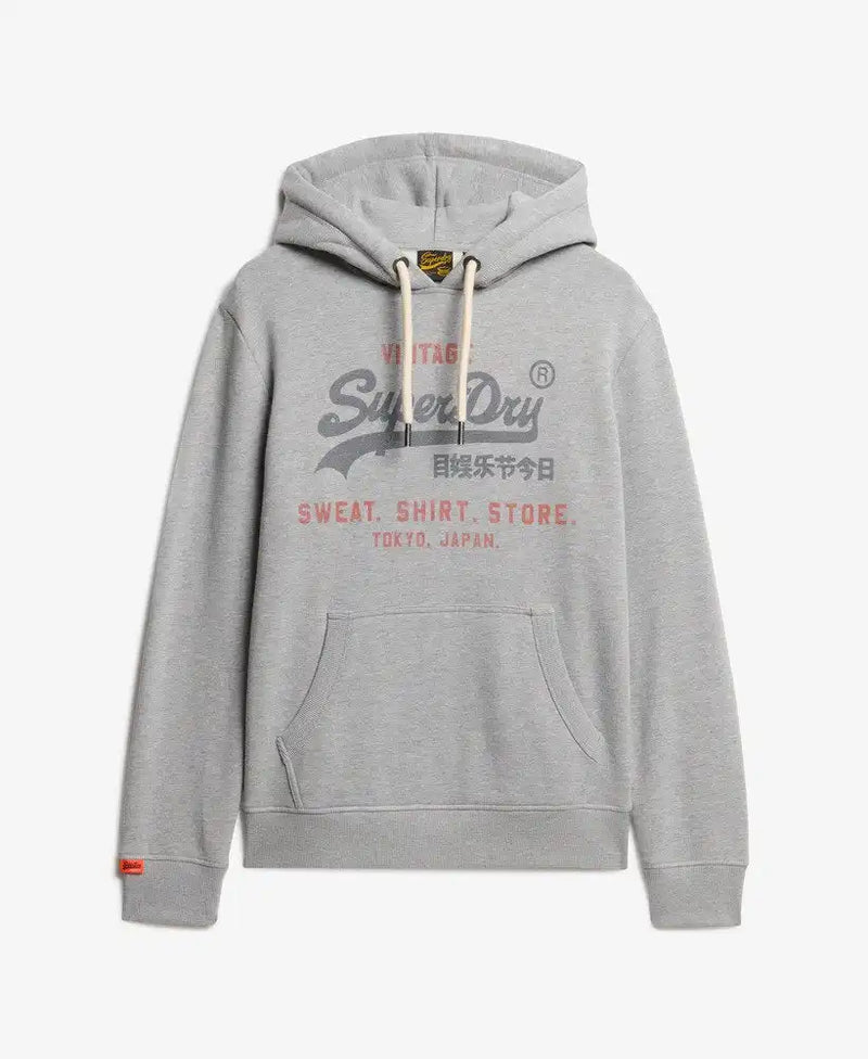 Superdry Mens VL Heritage Relaxed Hoodie College Grey Marl Northern