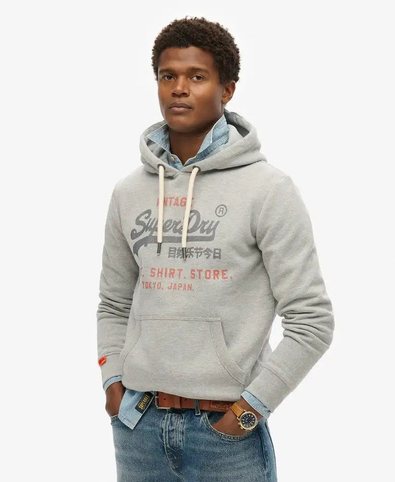 Superdry Mens VL Heritage Relaxed Hoodie College Grey Marl Northern