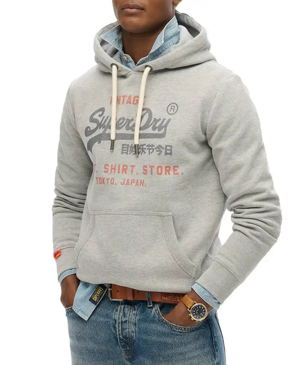 Superdry Mens VL Heritage Relaxed Hoodie College Grey Marl Northern