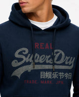 Superdry Mens VL Heritage Relaxed Hoodie Deep Sea Blue Northern