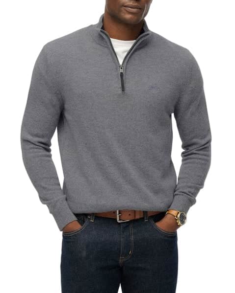 Superdry Mens Wool Blend Half Zip Jumper Blue Grey Marl Northern