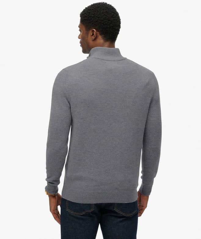 Superdry Mens Wool Blend Half Zip Jumper Blue Grey Marl Northern