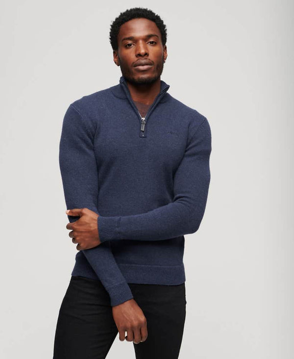 Superdry Mens Vintage Embroidered Henley Jumper Bright Blue Northern