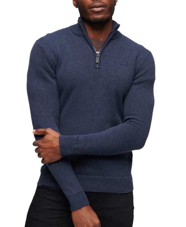 Superdry Mens Vintage Embroidered Henley Jumper Bright Blue Northern
