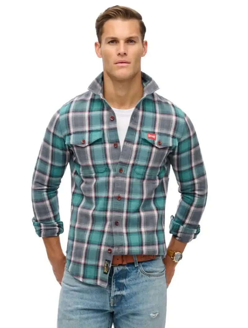 Superdry Mens Worker Check Shirt Yosemite Check Blue Northern Ireland