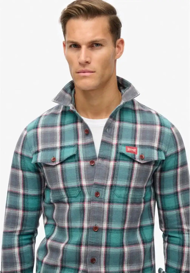 Superdry Mens Worker Check Shirt Yosemite Check Blue Northern Ireland