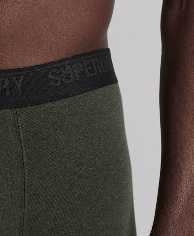 Superdry Organic Cotton Classic 3 Pack Boxers - Black/Olive/Grey