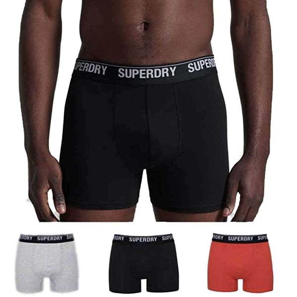 Superdry Organic Cotton Classic 3 Pack Boxers - Black/Orange/Grey