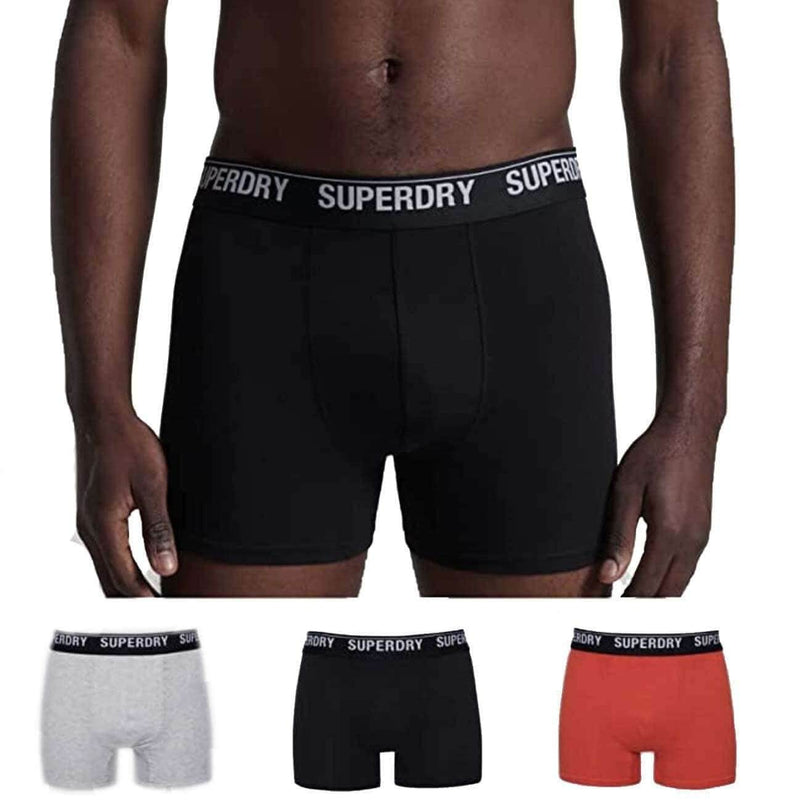 Superdry Organic Cotton Classic 3 Pack Boxers - Black/Orange/Grey