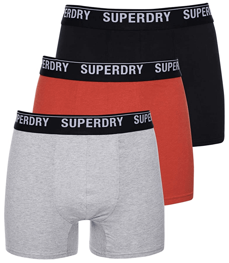Superdry Organic Cotton Classic 3 Pack Boxers - Black/Orange/Grey