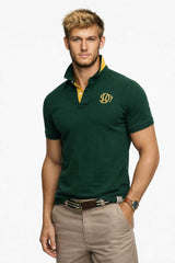 Superdry Pique Monogram Polo Shirt Enamel Green/Winter Gold Northern