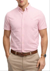 Superdry Preppy Oxford Short Sleeve Shirt Cali Coral Stripe Northern