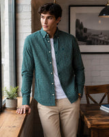 Superdry Preppy Poplin Men’s Long Sleeve Shirt Green Check Northern