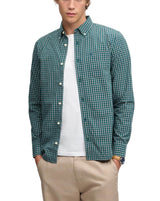 Superdry Preppy Poplin Men’s Long Sleeve Shirt Green Check Northern
