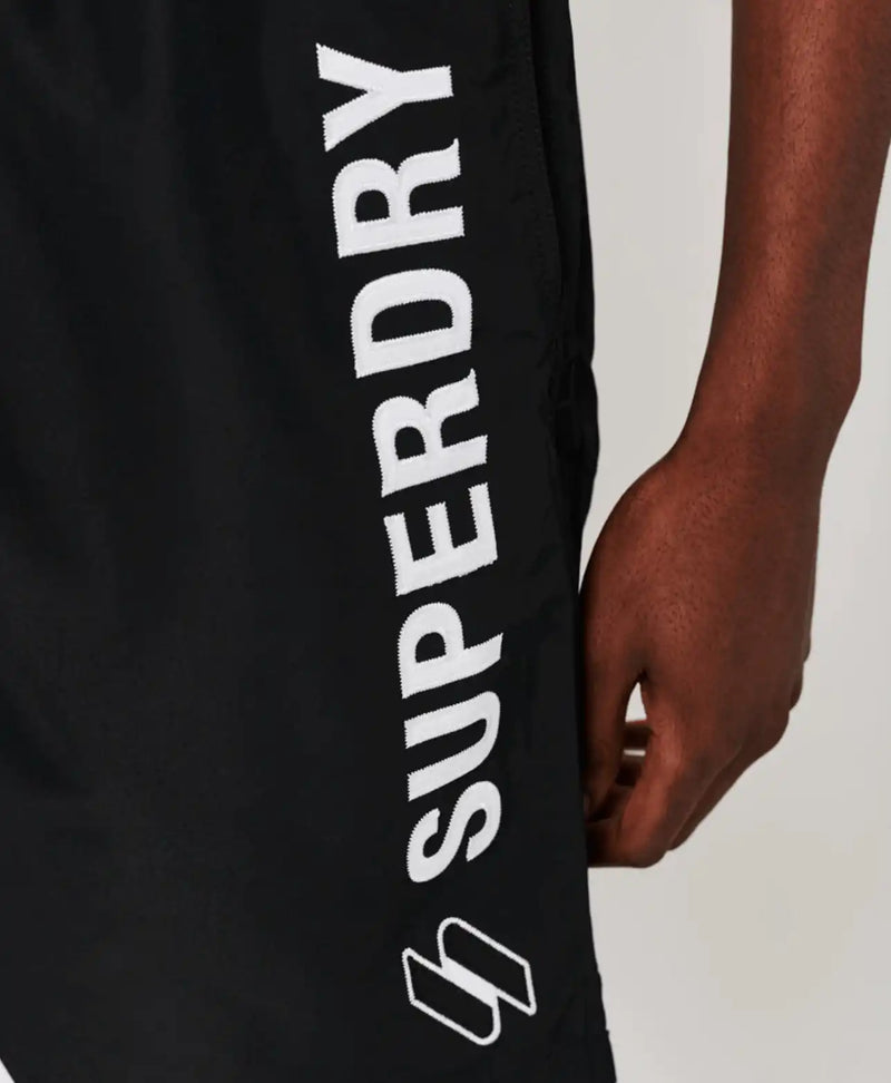 Superdry Swim Shorts Code Applique 19 Inch Black