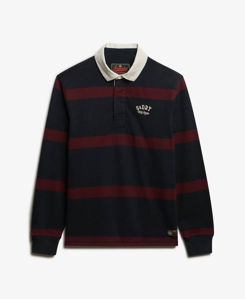 Superdry Vintage Athletic Stripe Rugby Top Eclipse Navy/Port Northern
