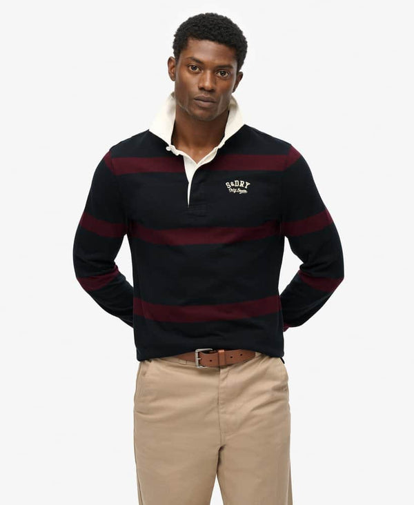 Superdry Vintage Athletic Stripe Rugby Top Eclipse Navy/Port Northern