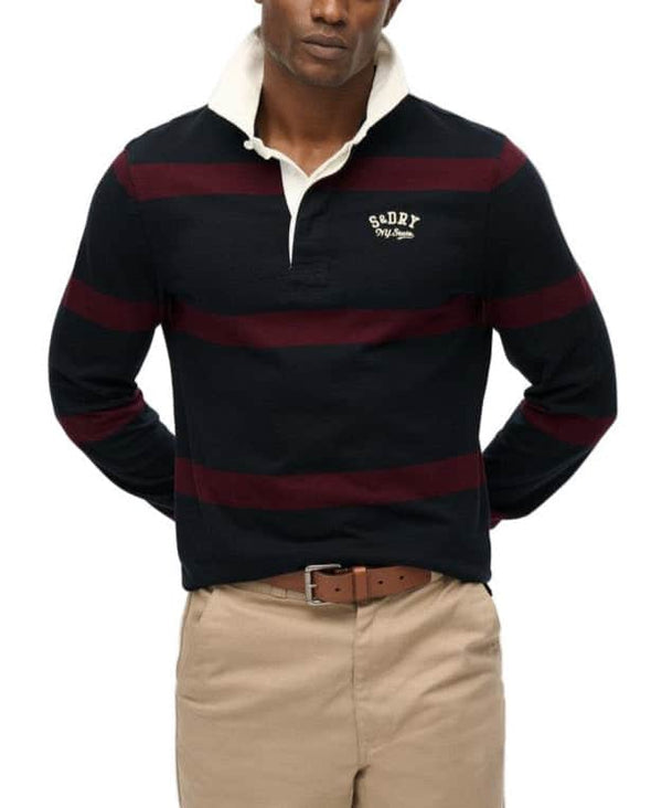 Superdry Vintage Athletic Stripe Rugby Top Eclipse Navy/Port Northern