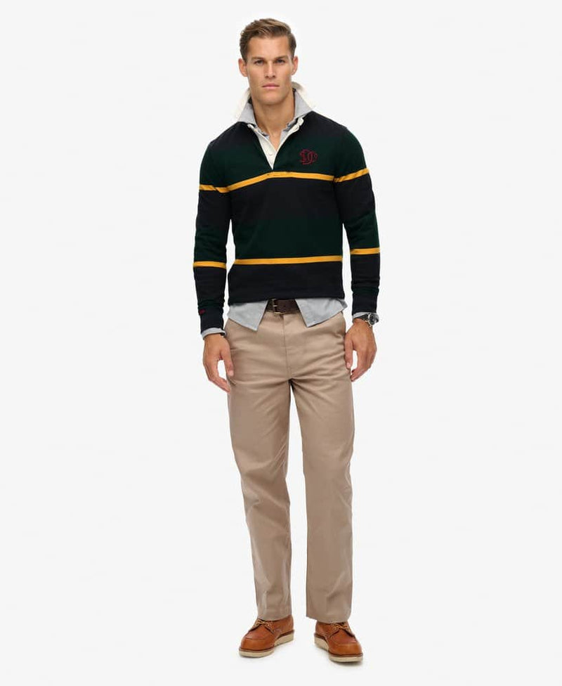 Superdry Vintage Athletic Stripe Rugby Top Enamel Green Northern