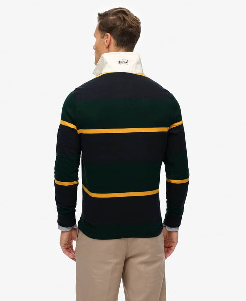 Superdry Vintage Athletic Stripe Rugby Top Enamel Green Northern