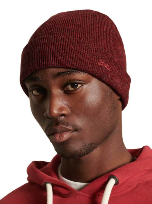 Superdry Vintage Logo Classic Beanie Dark Red Grit - Hats