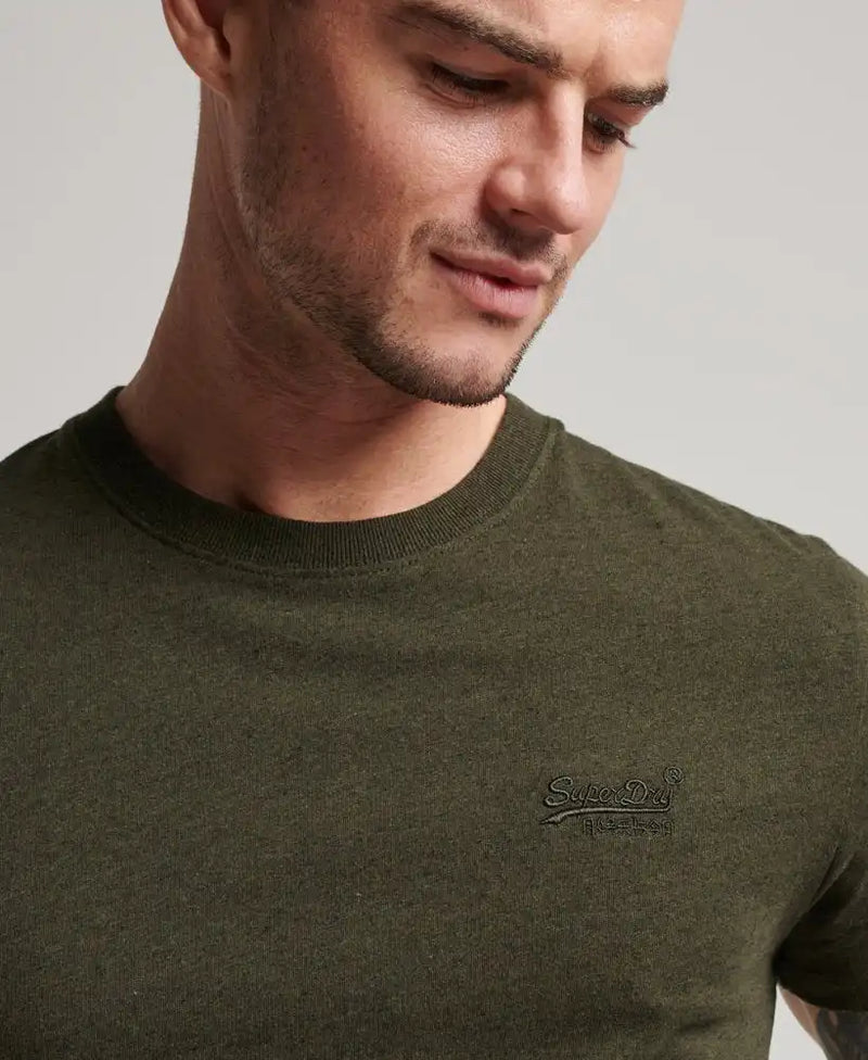 Superdry Vintage Logo Embroidered T-Shirt Khaki Grit Green -