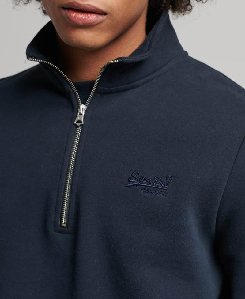 Superdry Vintage Logo Embroidered Zip Henley Top Eclipse