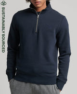 Superdry Vintage Logo Embroidered Zip Henley Top Eclipse