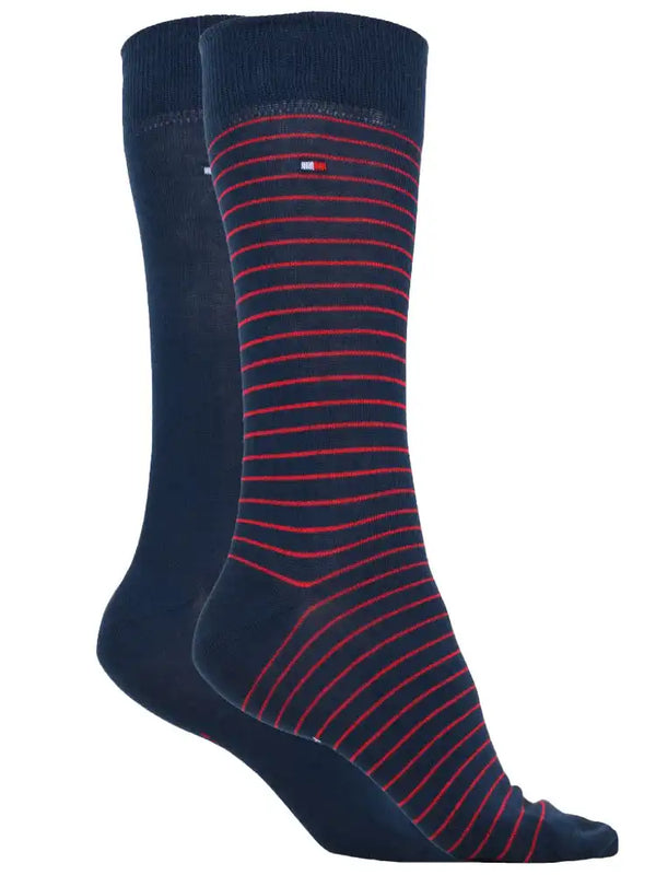 Tommy Hilfiger Mens 2 Pack Small Stripe Socks Red/Navy Northern