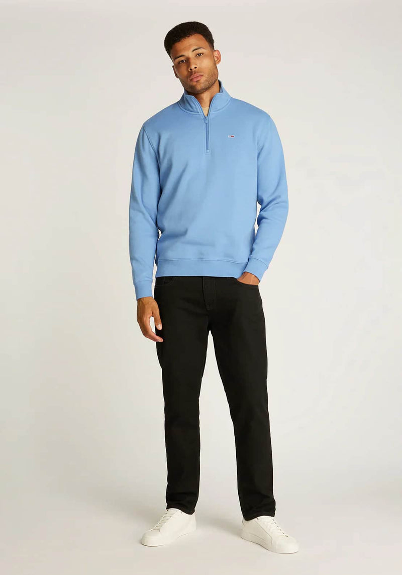 Tommy Jeans Mens 1/4 Zip Mock Neck Sweatshirt Colorado Blue Northern