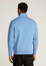 Tommy Jeans Mens 1/4 Zip Mock Neck Sweatshirt Colorado Blue Northern