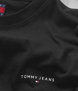 Tommy Jeans Mens Linear Chest Text T-Shirt Black Northern Ireland
