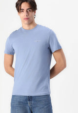 Tommy Jeans Mens Linear Chest Text T-Shirt Colorado Blue Northern