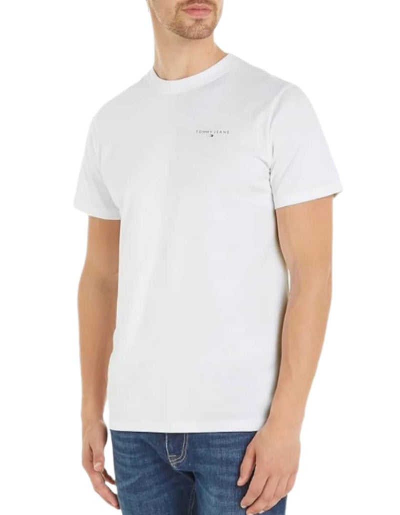 Tommy Jeans Mens Linear Chest Text T-Shirt Ecru White Northern