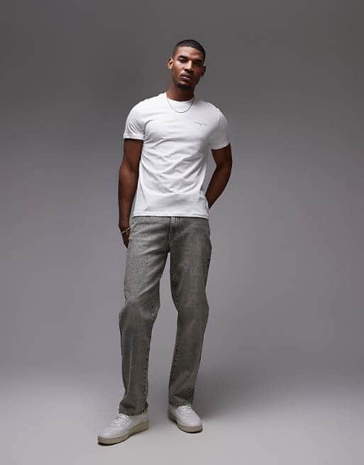 Tommy Jeans Mens Linear Chest Text T-Shirt Ecru White Northern