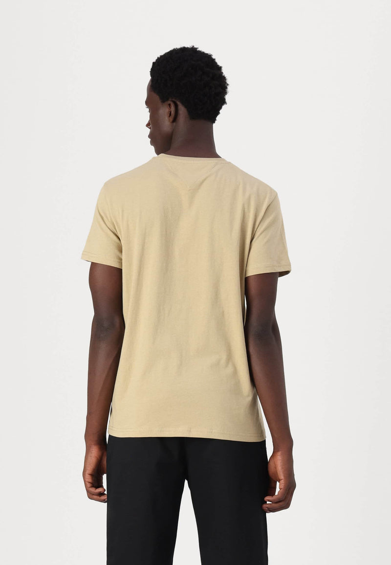 Tommy Jeans Mens Linear Chest Text T-Shirt Relic Tan Northern Ireland