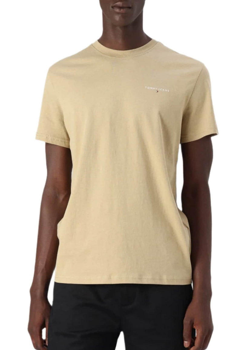 Tommy Jeans Mens Linear Chest Text T-Shirt Relic Tan Northern Ireland
