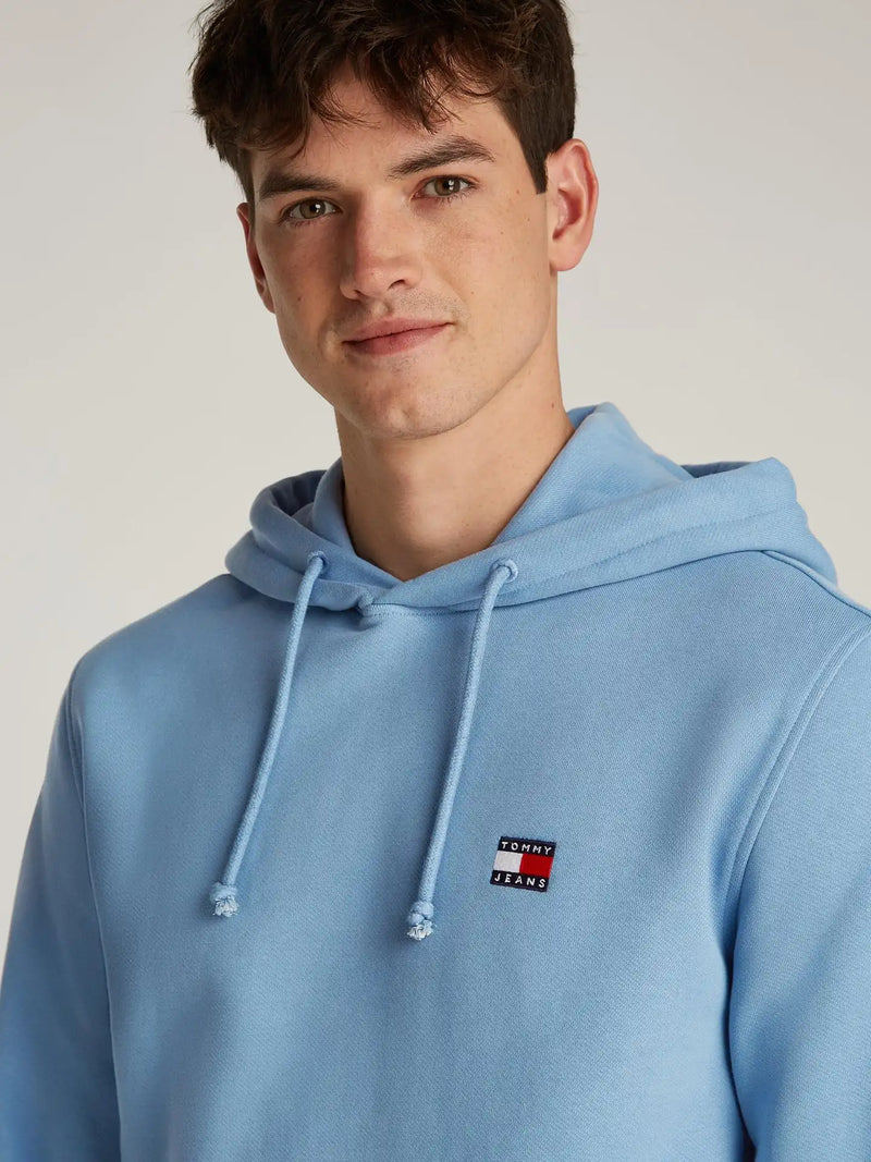 Tommy Jeans Mens Regular Flag Fleece Hoodie Colorado Blue Northern